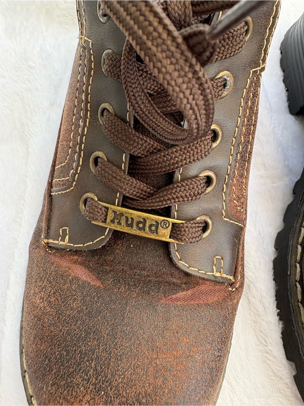 Mudd size 7.5 chunky y2k Brown Suede Leather Lace-Up platform Sneakers delia - Picture 3 of 12